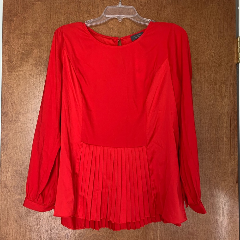 The Limited Red Pleated Blouse
